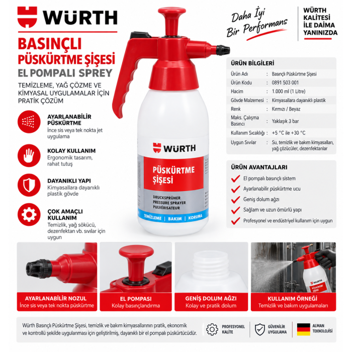 WÜRTH POMPALI SPREY KABI-1LGENEL TEMİZLİÇİN