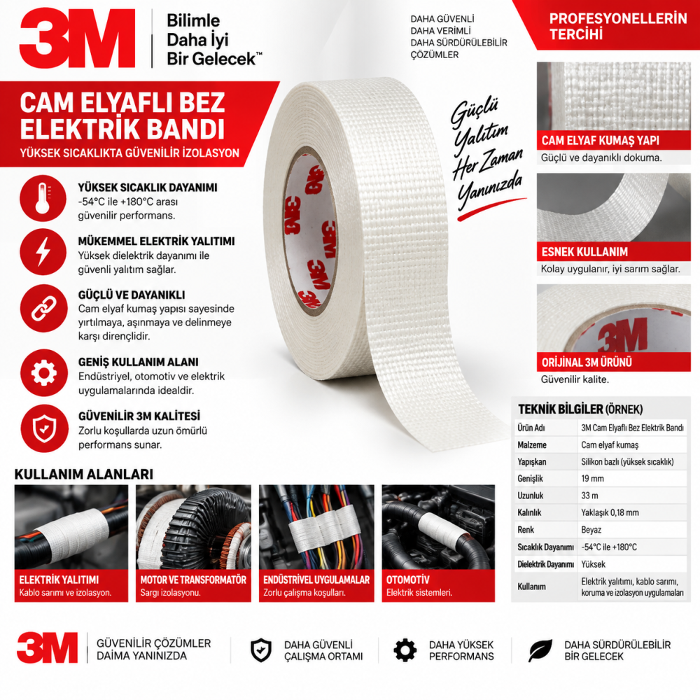 3M Cam Elyaflı Bez Elektrik Bandı 27
