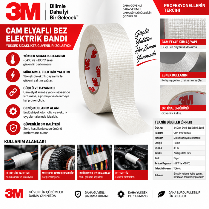 3M Cam Elyaflı Bez Elektrik Bandı 27