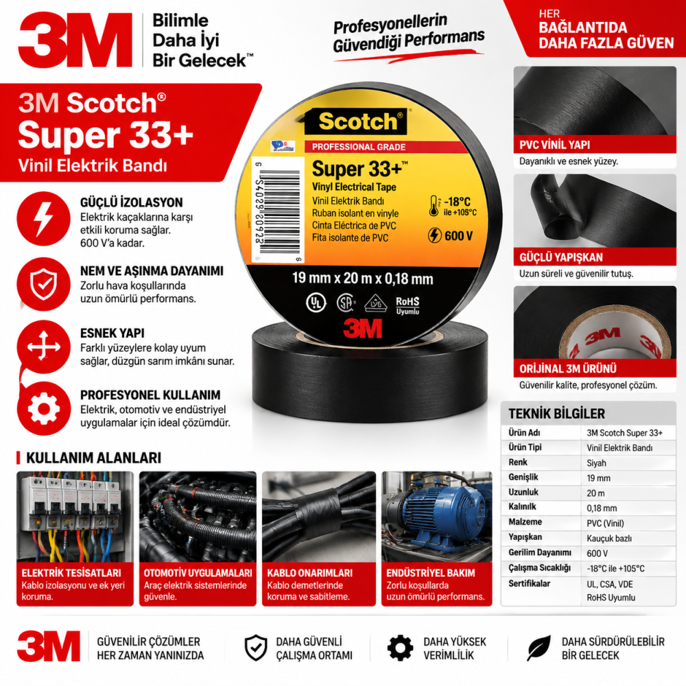 Scotch Super 33 Vinil Elektrik Bandı