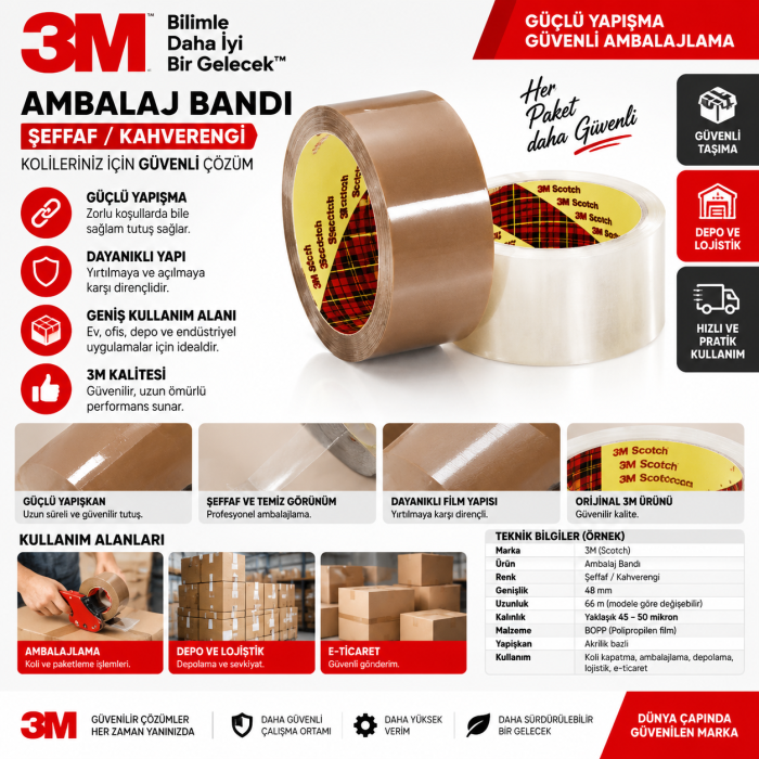 Scotch Yüksek Performanslı Kutu Sızdırmazlık Bandı 3739