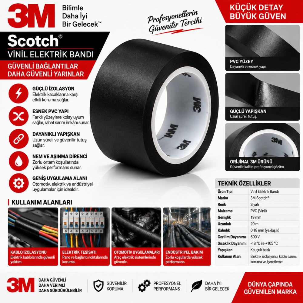 3M Polietilen Bant 483 Siyah 3 in x 36 yd 53 mil