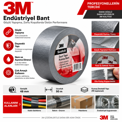 Scotch 2000 Elektrik Duct Tape - Gri 50mm x 46m