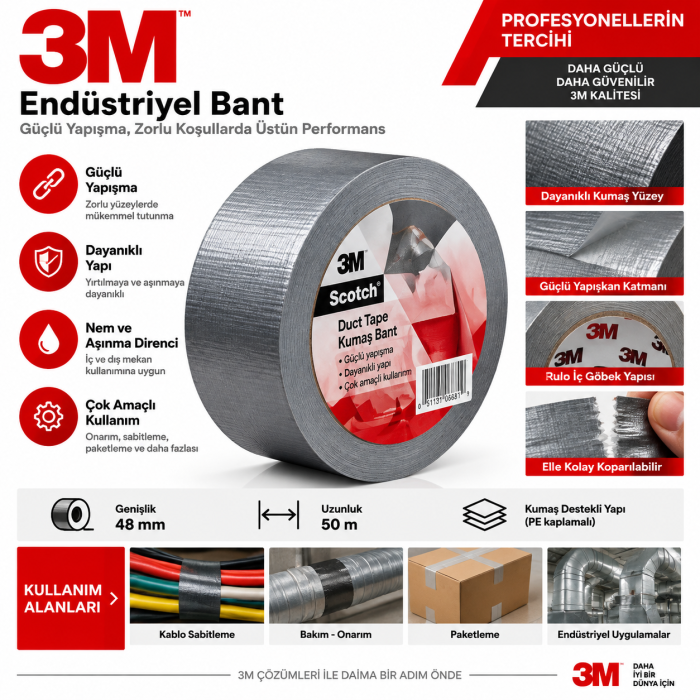 Scotch 2000 Elektrik Duct Tape - Gri 50mm x 46m