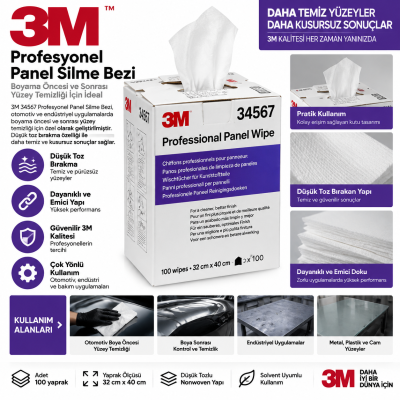 3M Profesyonel Panel Temizleme Bezi 300 mm x 400 mm