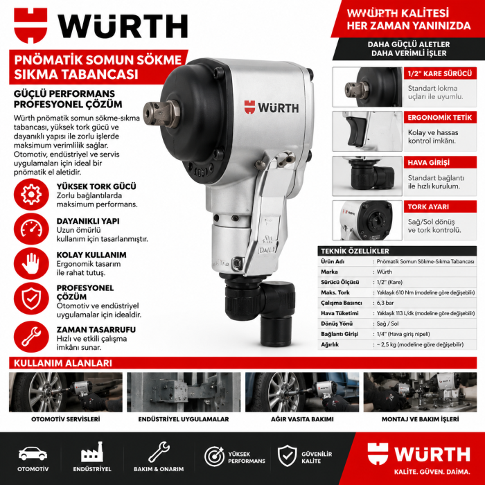 Würth DSS 12 inç F pnömatik darbeli anahtar