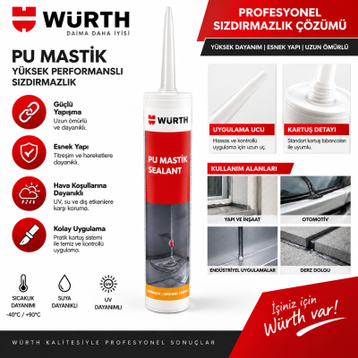 WÜRTH DUŞAKABİN SİLİKONU BEYAZ 310ML