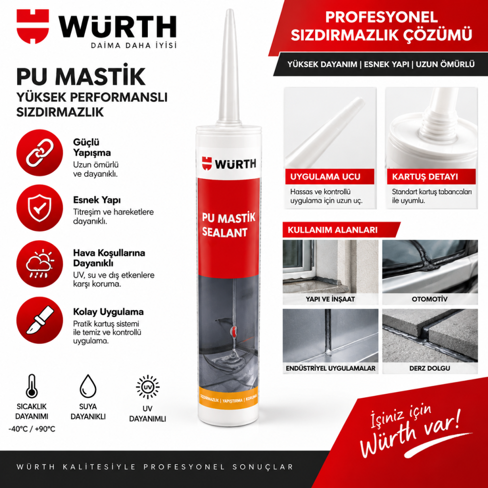 WÜRTH DUŞAKABİN SİLİKONU BEYAZ 310ML