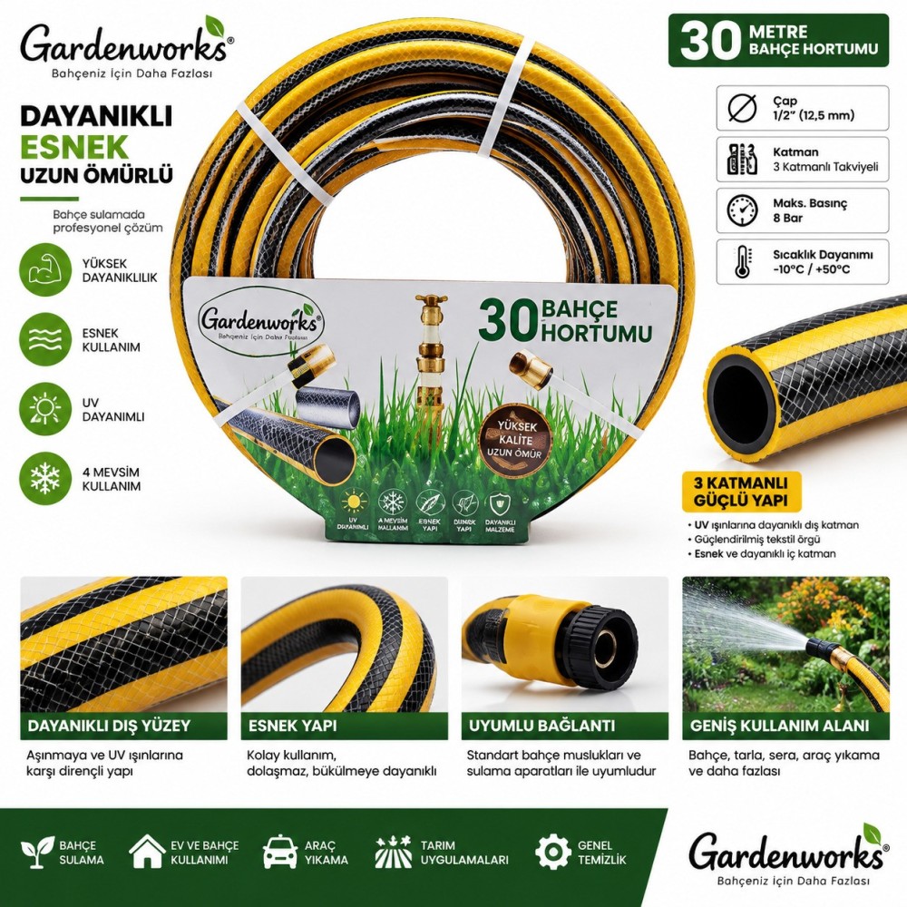 Gardenwind 12 13 mm Bahçe Sulama Hortumu 30 metre