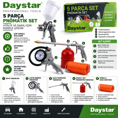 Daystar 1533450102 Havalı Alet ve Aksesuar Seti 5 Parça