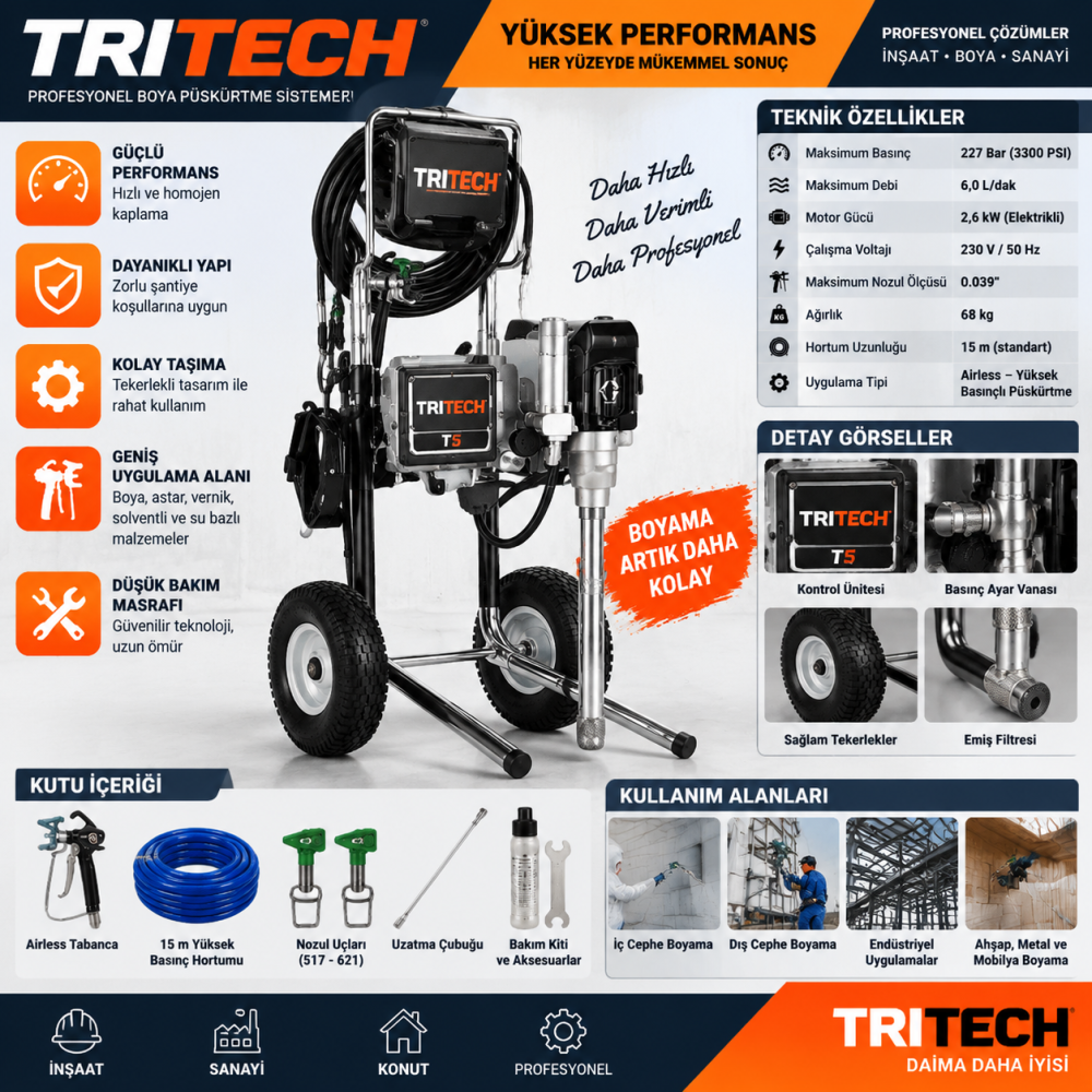 Tritech T7 Elektrikli Airless Boya Makinesi
