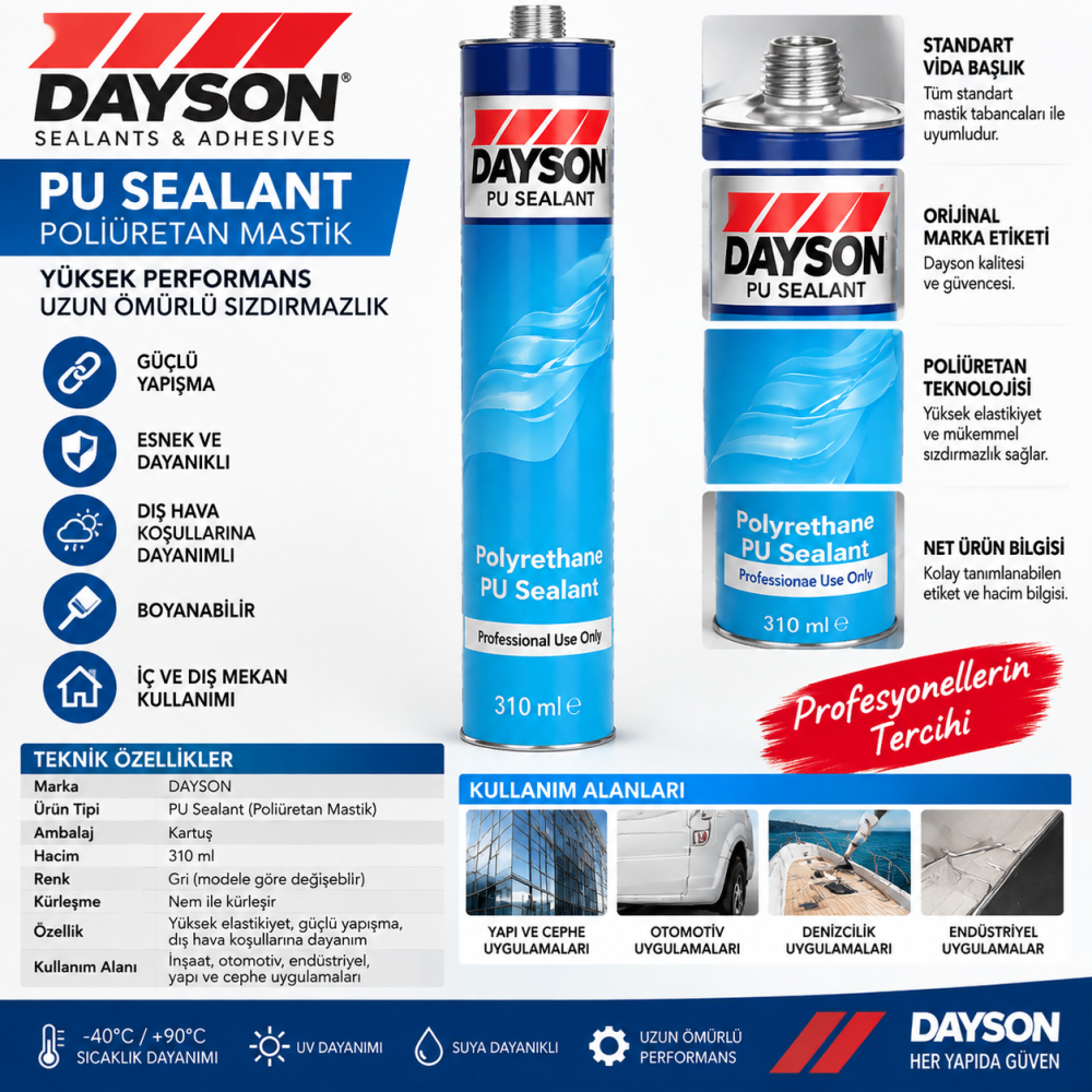 Dayson Poliüretan Mastik Beyaz 280Ml