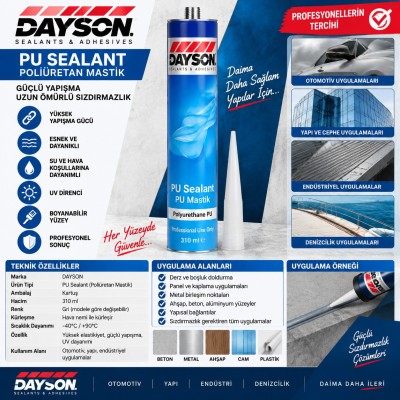 Dayson Poliüretan Mastik Gri 280Ml