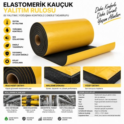 ODE R-FLEX STD 25 MM100 KAUÇUK İZOLE LEVHA YAPIŞKANLI VE FOLYOLU 8 m2
