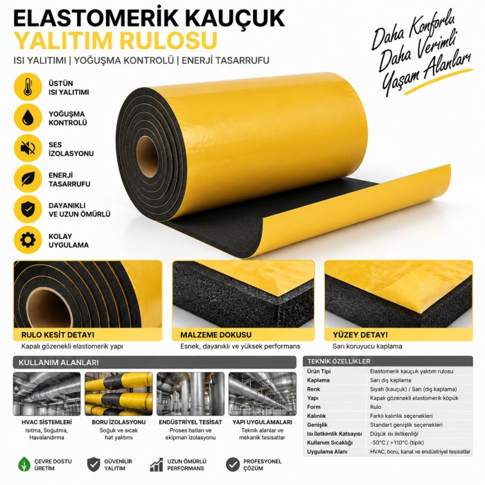 ODE R-FLEX STD 25 MM100 KAUÇUK İZOLE LEVHA YAPIŞKANLI VE FOLYOLU 8 m2