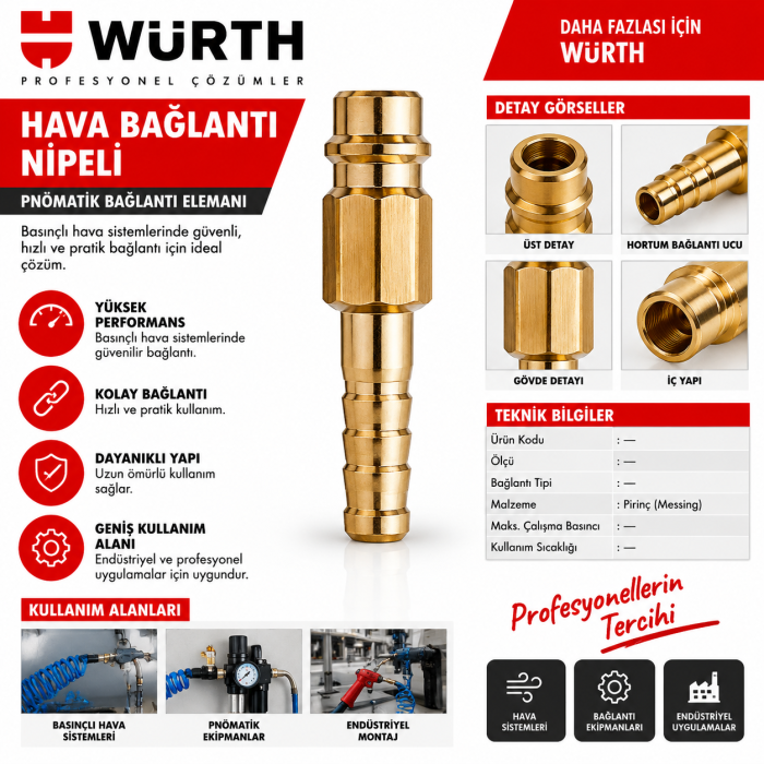 Würth Pnömatik geçmeli manşon