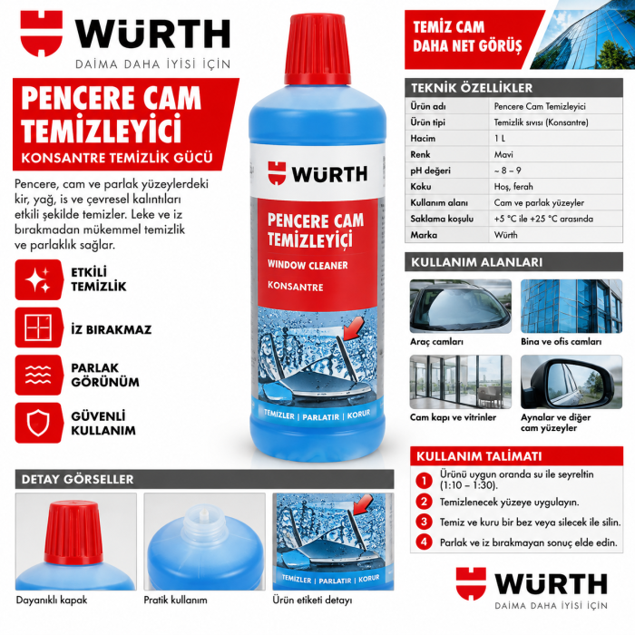 Würth Cam temizleme Suyu Plus