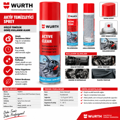 Würth AKTİF TEMİZLEME KÖPÜĞÜ 500ML