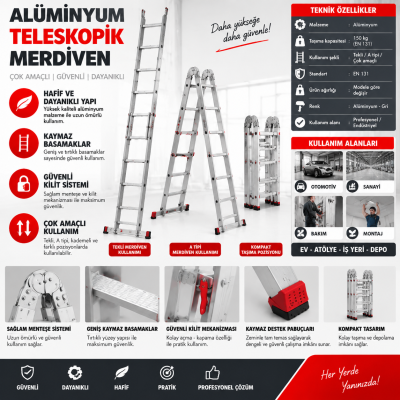 A Tipi Alüminyum Merdiven 3 Metre
