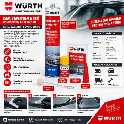 WÜRTH CAM YAPIŞTIRMA MACUNU SETİ CLASSIC PLUS