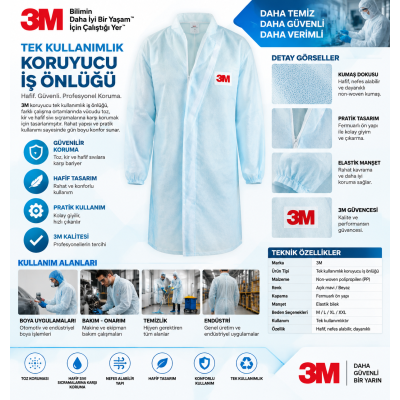 3M Koruyucu Tulum 4532 Type 56 Soğuk Beyaz
