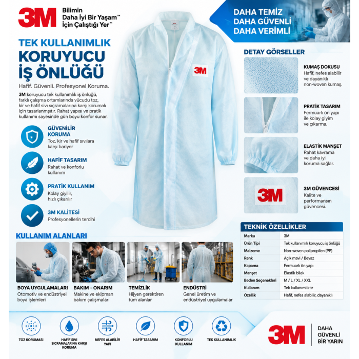 3M Koruyucu Tulum 4532 Type 56 Soğuk Beyaz