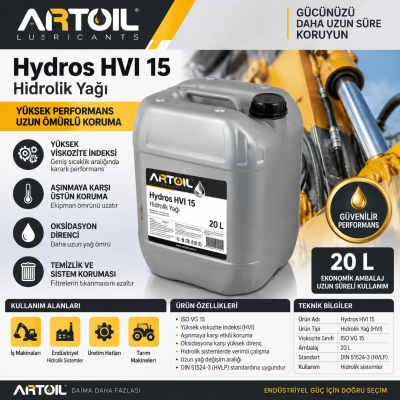 Artoil Hydros HVI 15 Hidrolik Yağı - 20 L