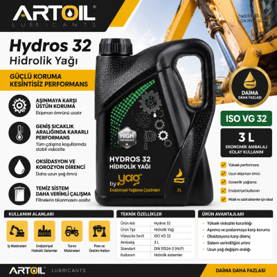 Artoil Hydros 32 Hidrolik Yağı - 3 L