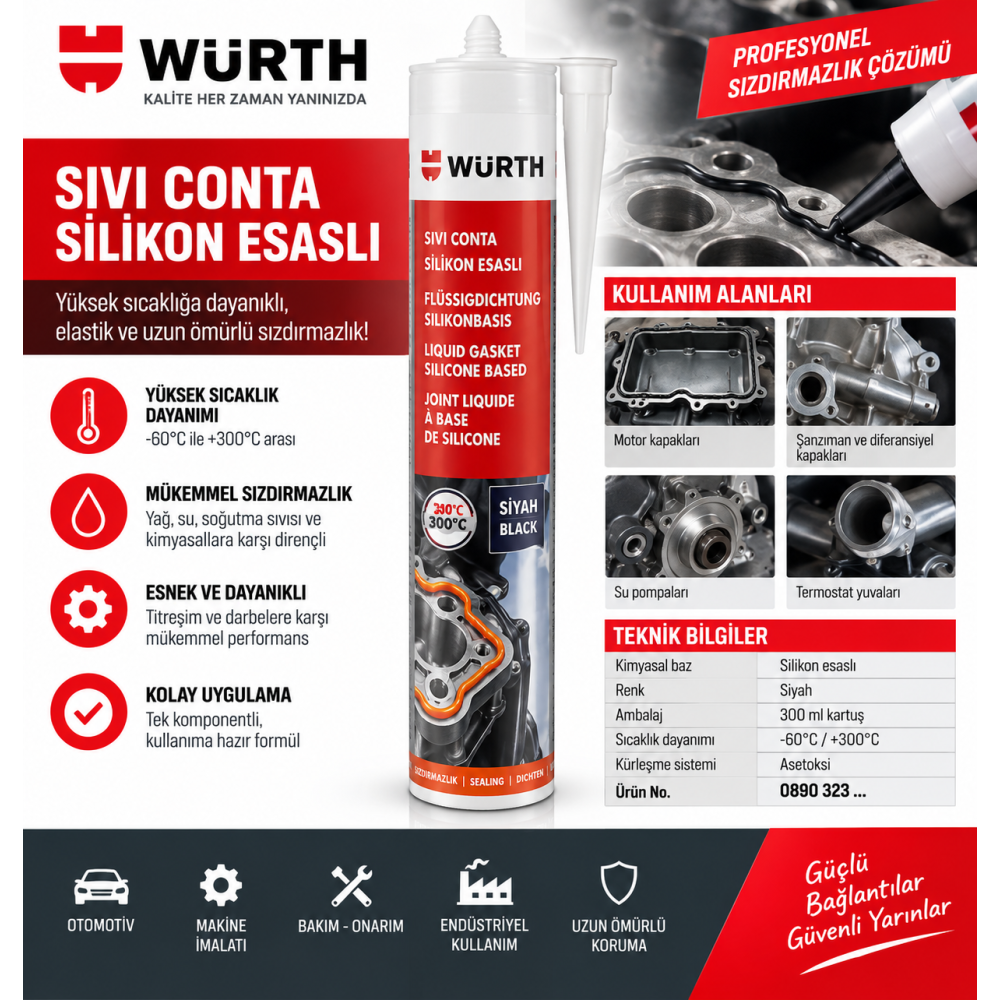 Würth Silikon asetat - gıdaya uygun