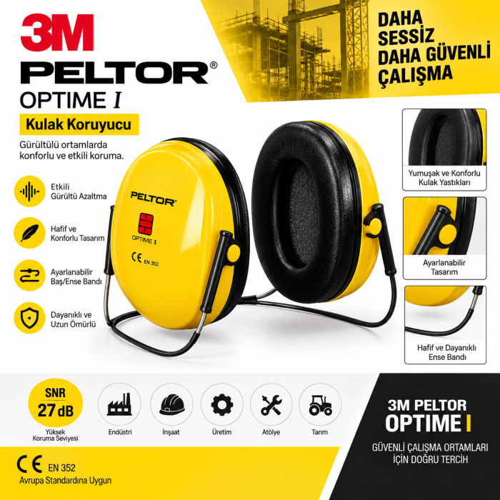 3M PELTOR Optime 1 H510B Ense Bantlı Kulaklık
