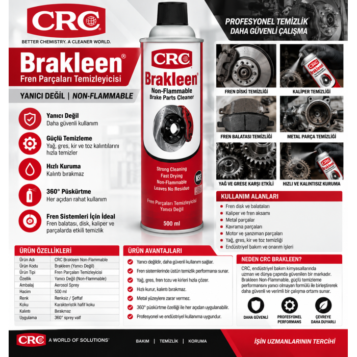 CRC Brakleen Fren Parçaları Temizleyicisi Yanıcı Değil