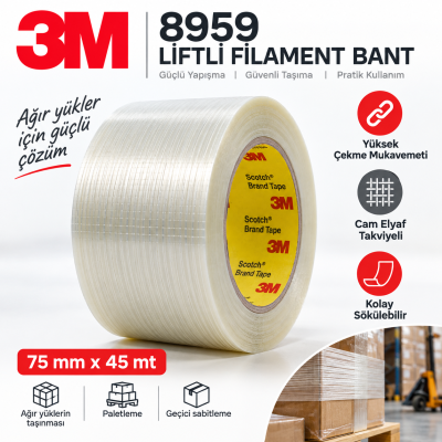 3M 8959 Liftli Filament Bant 75mm*45mt
