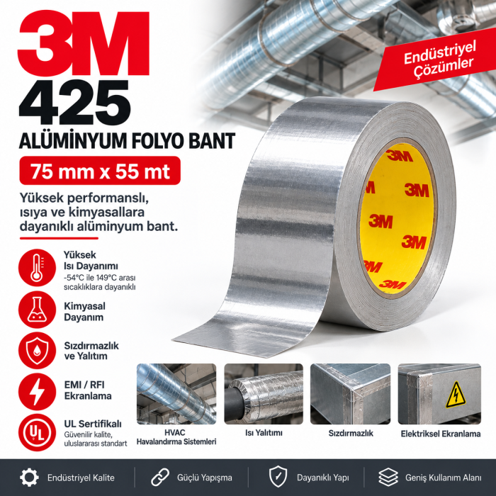 3M 425 Alüminyum Folyo Bant 75mm*55mt