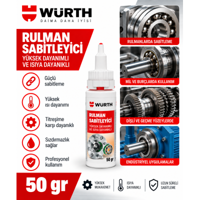 WÜRTH DOS-DOLGU ÖZELLİKLİ RULMAN SABİTLYC.50GR