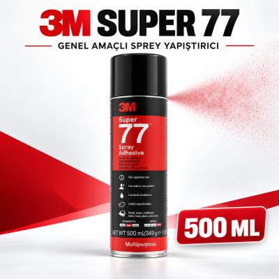 3M™ Super 77 Çok Amaçlı Sprey Yapıştırıcı Hızlı ve Güçlü Yapışma 500 ML