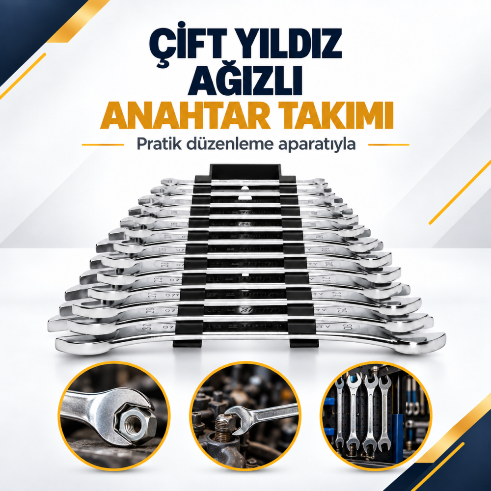 WÜRTH DÜZ ANAHTAR TAKIMI-2 AĞIZLI-KROM-12PARÇA