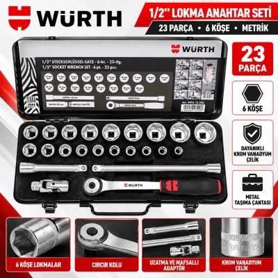 WÜRTH  LOKMA SETİ 1/2I-6KÖŞE-10-32MM-23PARÇA