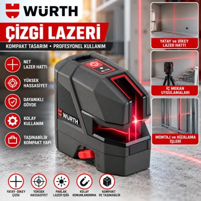 WÜRTH YATAY-DİKEY 4NOKTA LAZERLİ TERAZİ(PLL18)