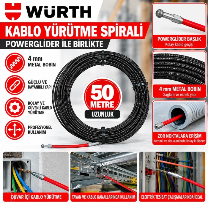 WÜRTH 4MM METAL BOBİN 50M