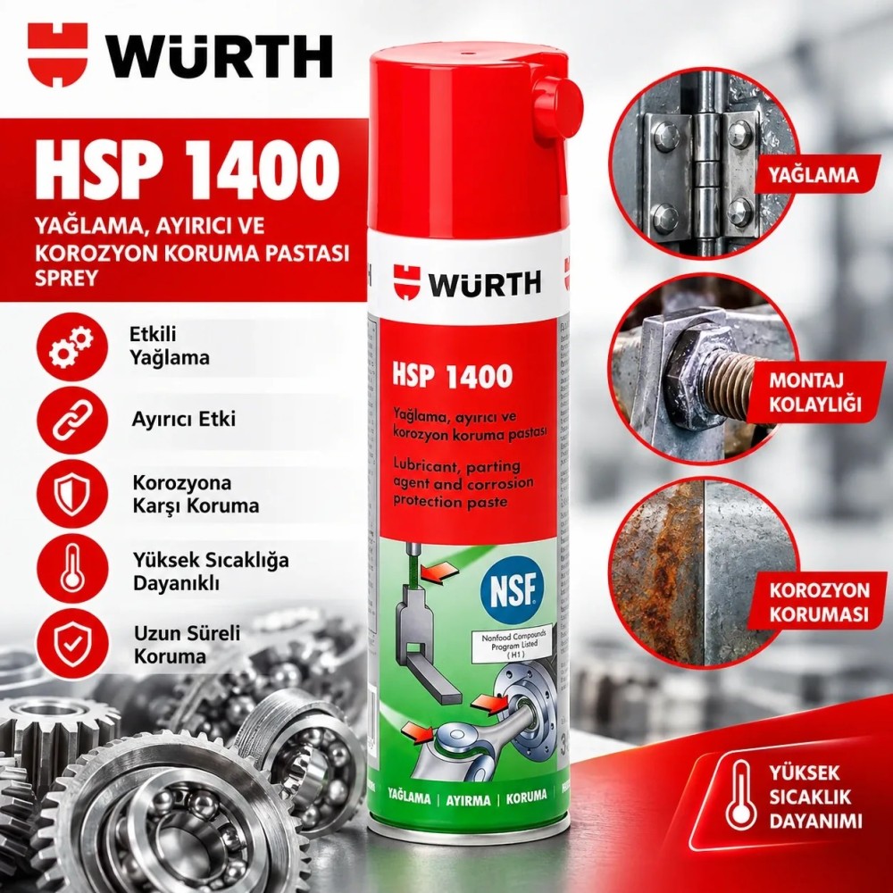 WÜRTH 1400C ISIYA DAYAN.YAĞLAMA PASTASI 300ML