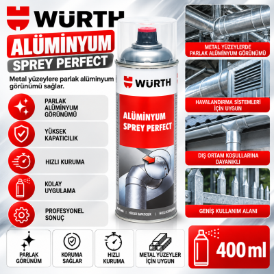 WÜRTH ALÜMNYM-GÜMÜŞ SPREY PERFEKT PARLAK 400ML