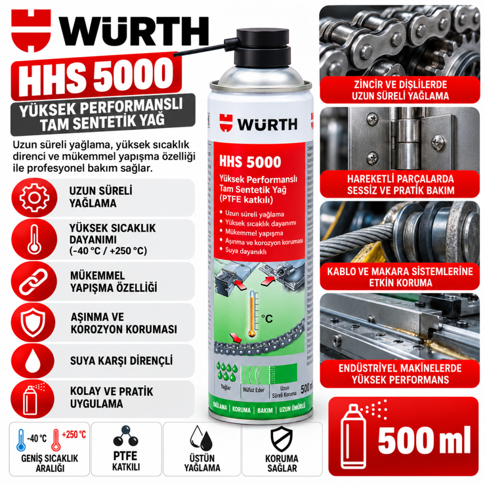 WÜRTH HHS 5000-ISIYA DAYANIKLI YAĞLAMA 500ML