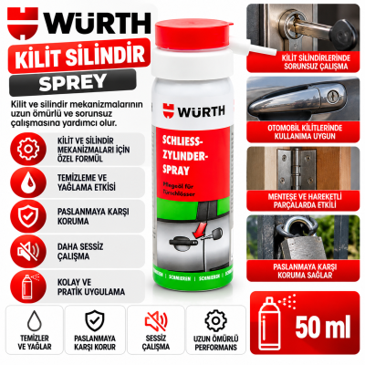 WÜRTH KİLİT YAĞLAMA SPREYİ 50ML