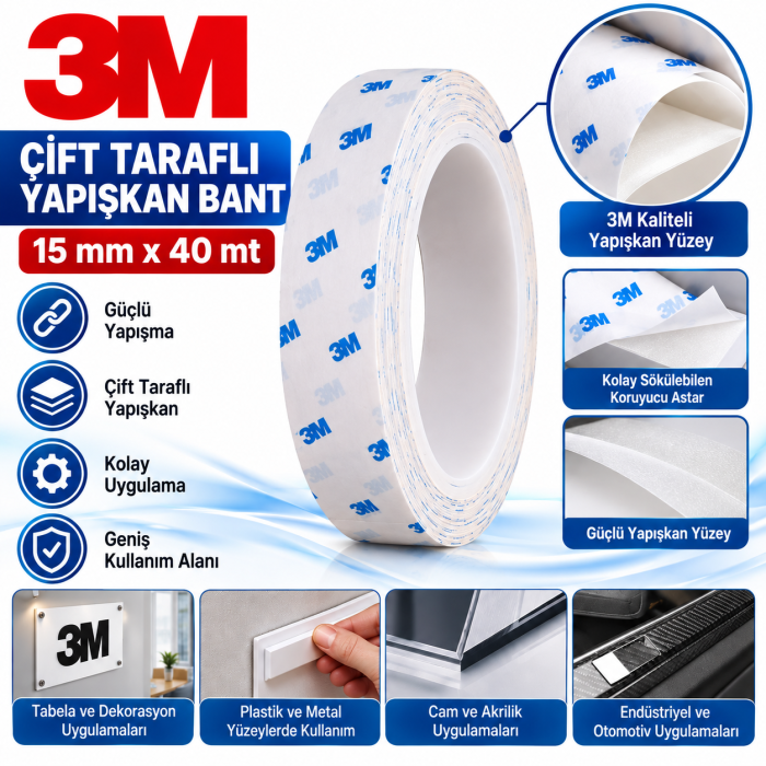 3M 8708 ÇİFT TARAFLI ISI İLETKEN BANT 15MM 40MT