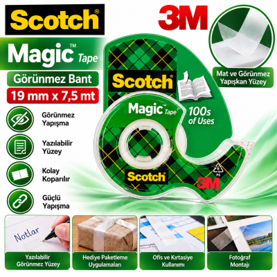 3M Scotch 810 Magic Bant Kesicili 19mm*7,5mt