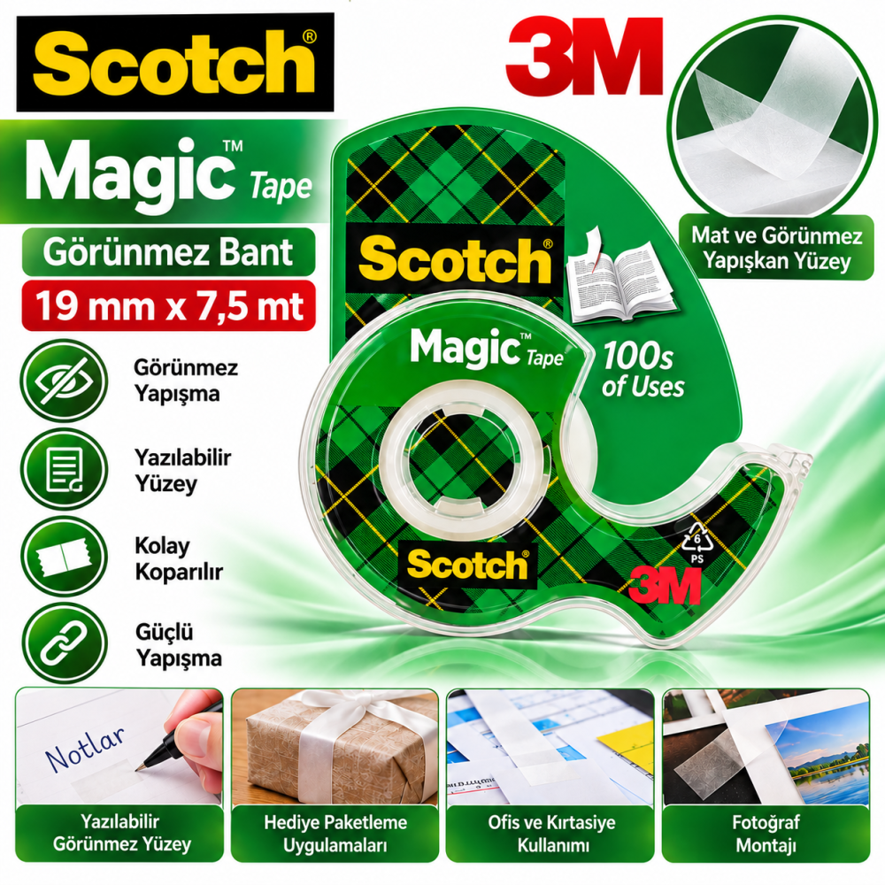 3M Scotch 810 Magic Bant Kesicili 19mm*7,5mt
