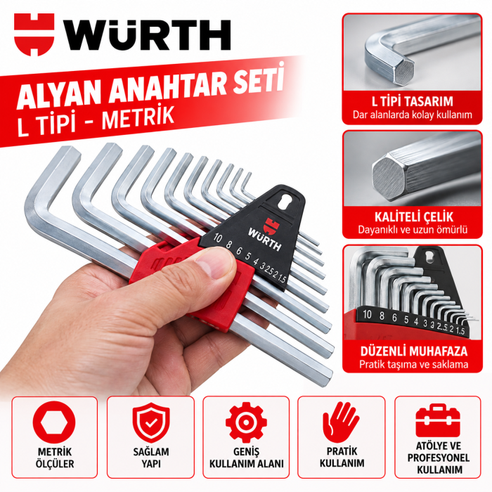 Würth Alyan anahtarı seti altıköşe lokma