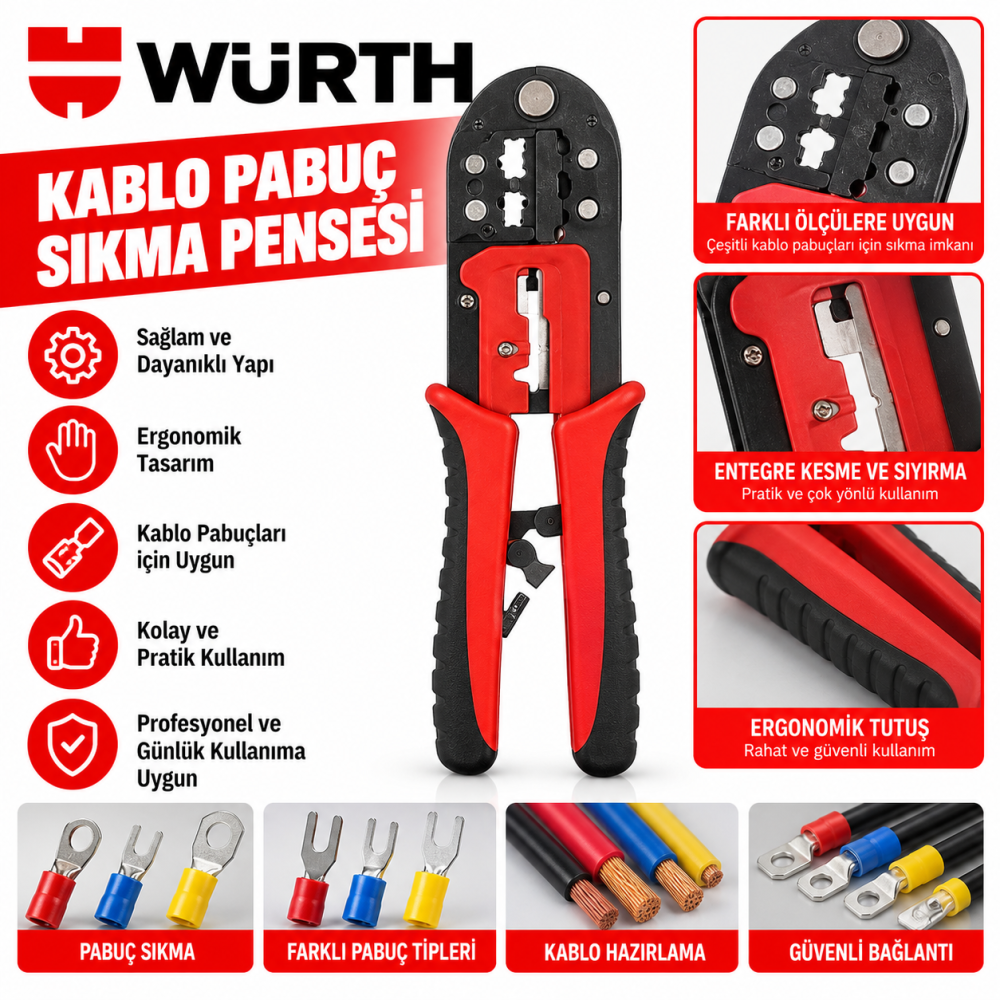 WÜRTH Konnektör Sıkma Pensesi