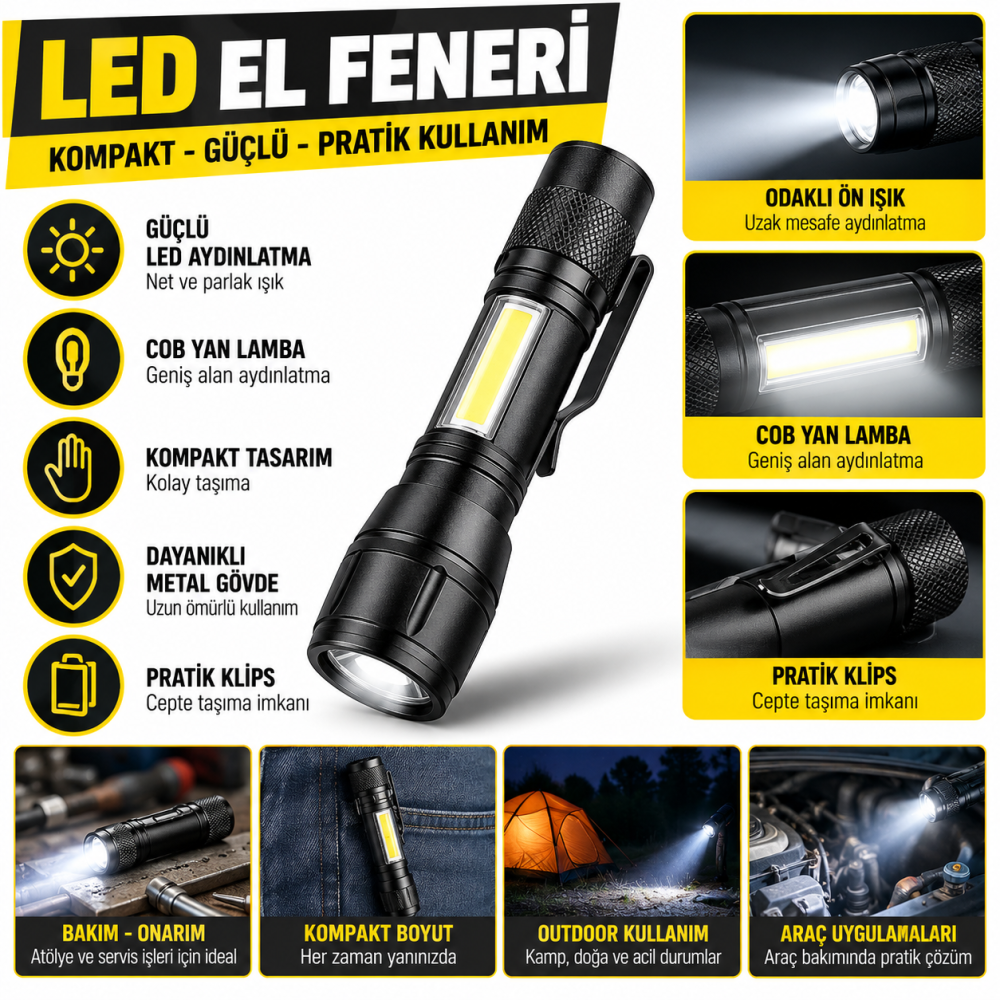 Şarj Edilebilir Led El Feneri
