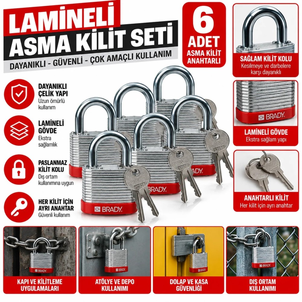 Kendinden Laminasyonlu ÇElik Kilitler Brady